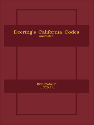 cover image of Deering's California Insurance Code